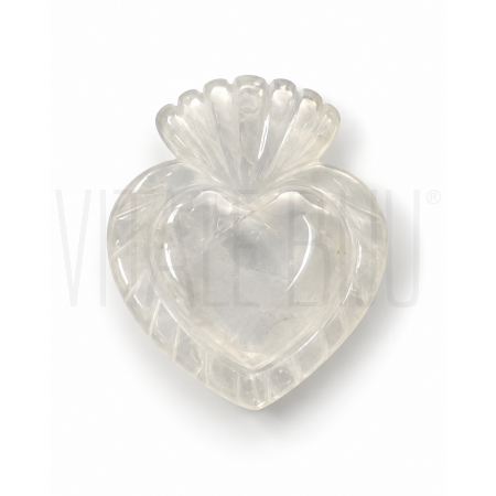 Pendente Sagrado Coração em Cristal de Quartzo 30x26mm Pendente Sagrado Coração em Cristal de Quartzo 30x26mm